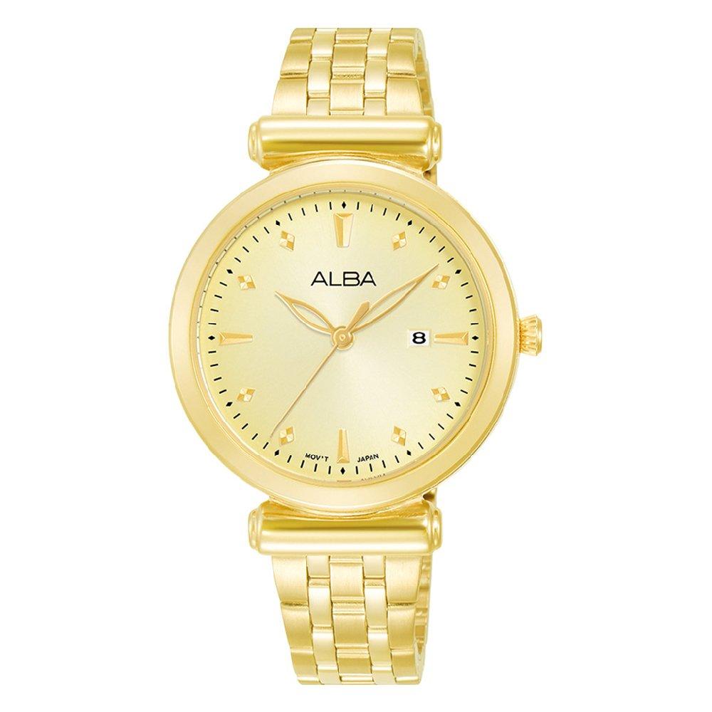 Buy Alba 32mm fashion watch for women, analog, stainless steel band, ah7cp6x1- gold in Kuwait