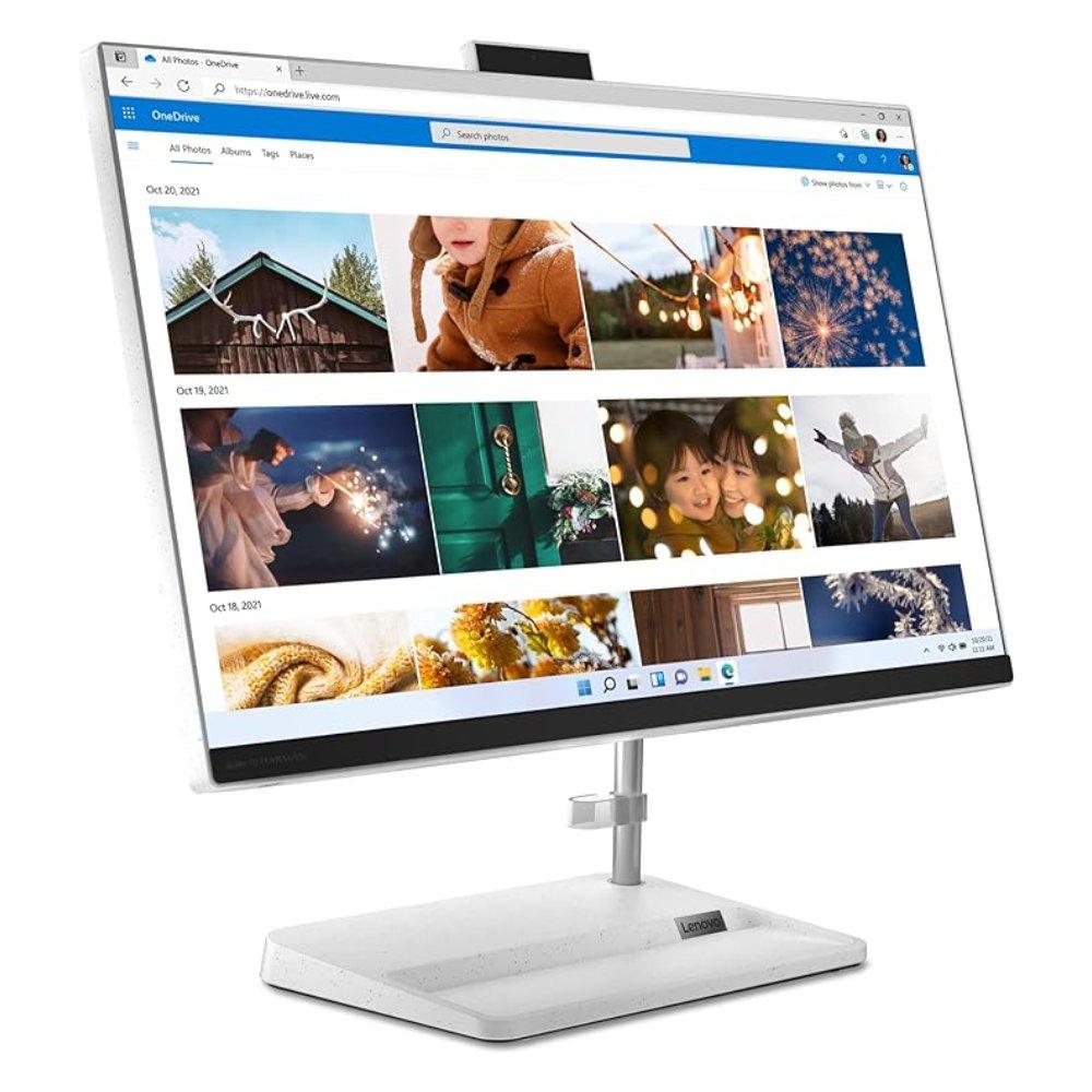 كمبيوتر مكتبي ايديا سنتر الكل في واحد من لينوفو، ايه ام دي رايزن اي7، 16 جيجا بايت رام، 512 جيجا بايت اس اس دي، مقاس 23.8 بوصة، ايه ام دي راديون مدمج، ويندوز 11، F0G100TCAX - أبيض