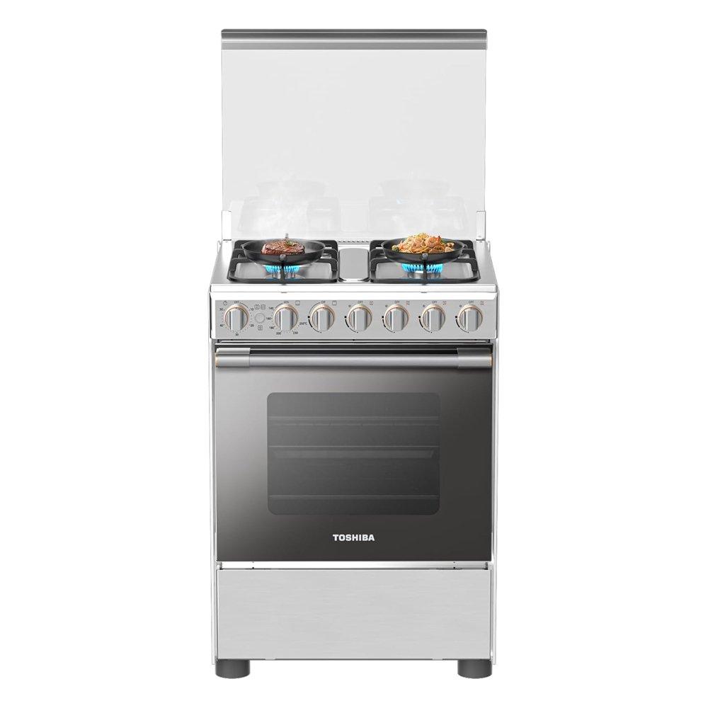 Toshiba 60X60CM 4 Burners Gas Cooker, 57L, RB2-60G4GE(MR) - Stainless Steel