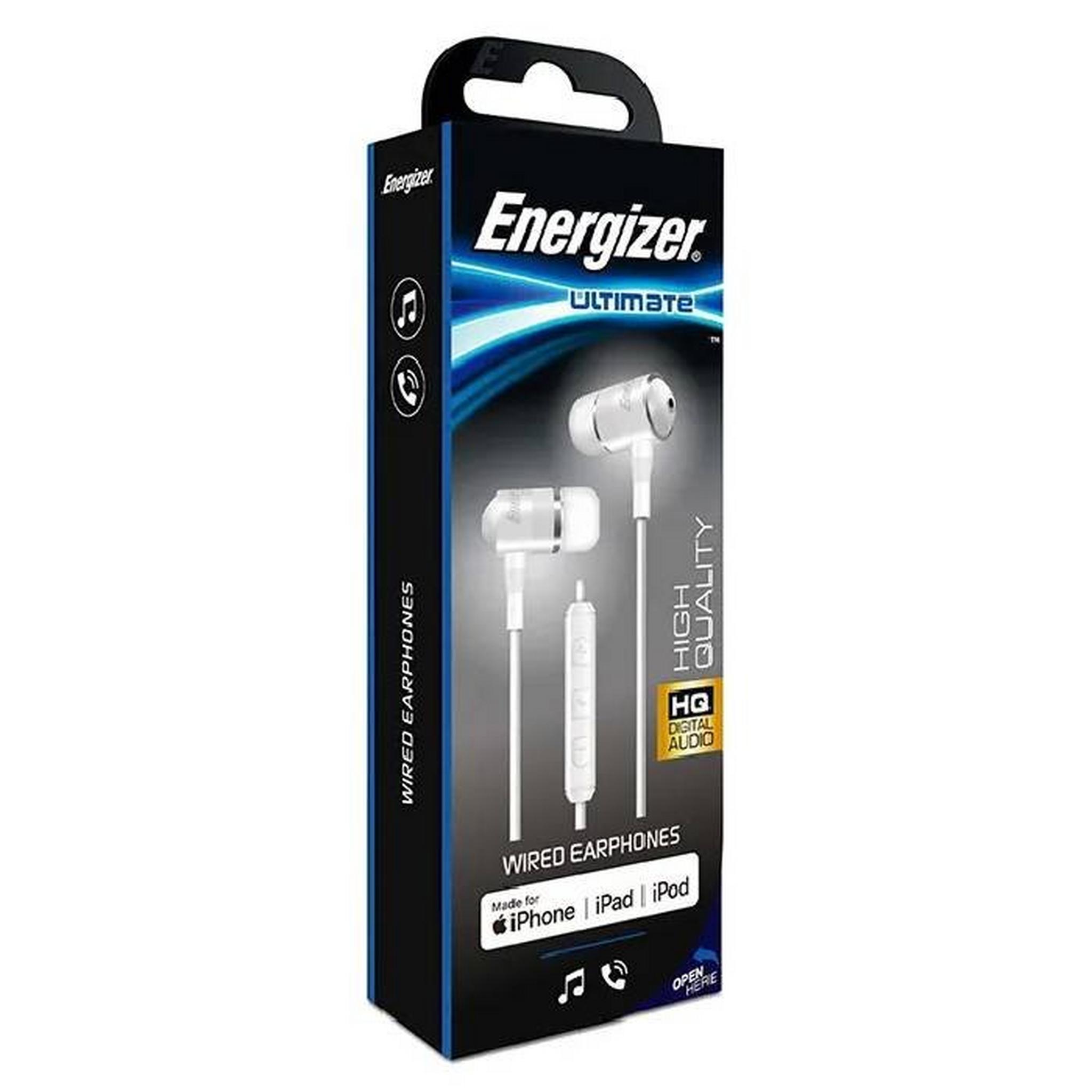 Energizer Wired Earphones 3.5mm Jack, UIL35WH - White
