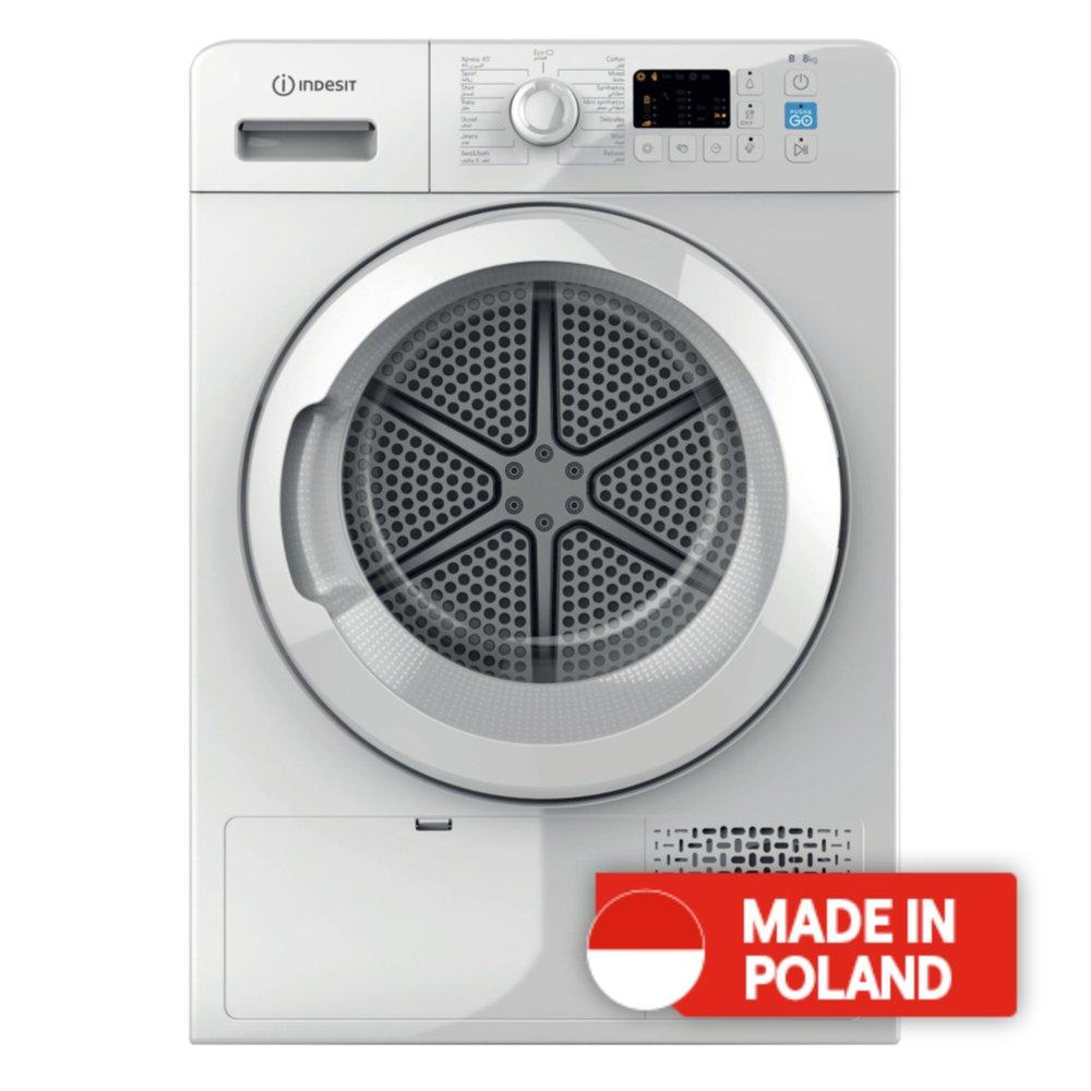 Buy Indesit freestanding 8kg condenser tumble dryer, yt cm10 8b gcc – white in Kuwait