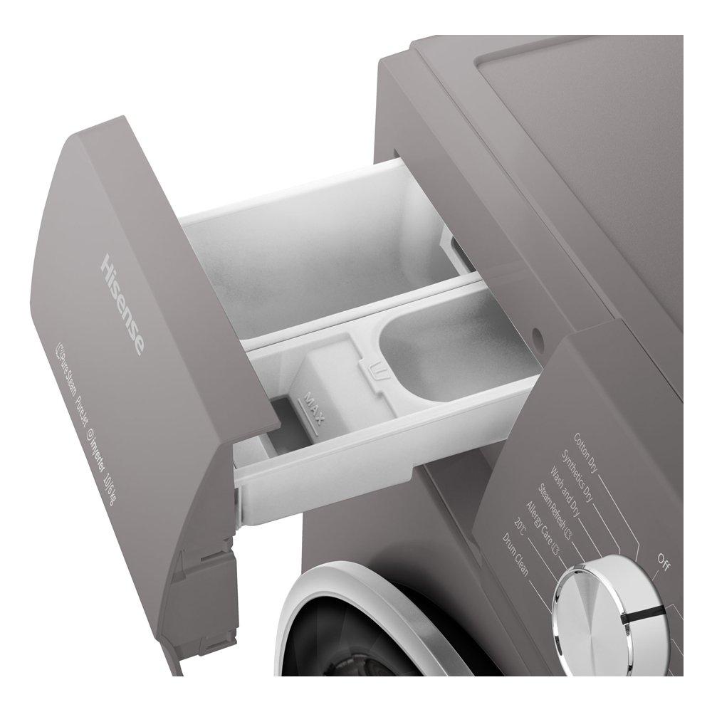 Hisense Front Loading Washer and Dryer, 10KG Washing Capacity, 6KG Drying Capacity, WDQY1014EVJMT - Titanium Grey