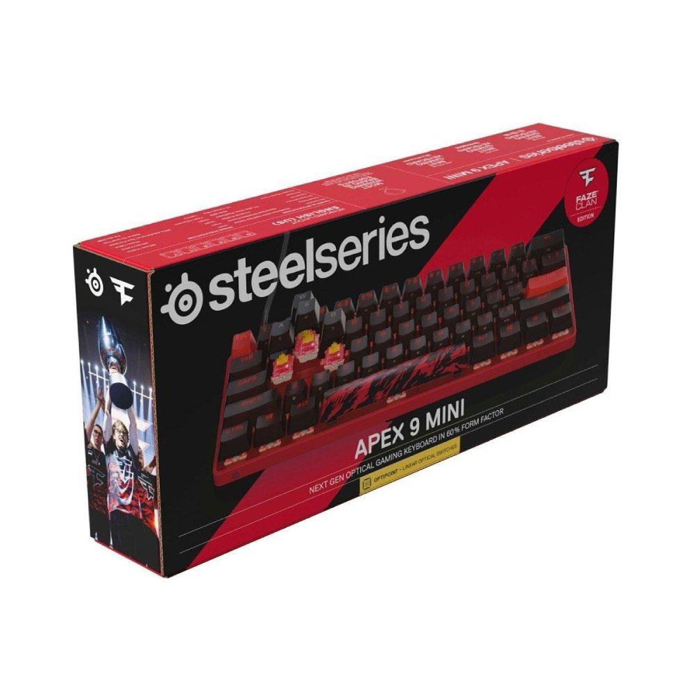 SteelSeries Apex 9 Mini FaZe Clan Edition Gaming Keyboard - Red & Black