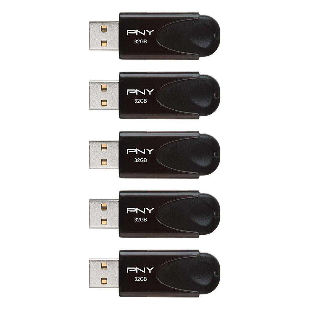 PNY 32GB Attaché 4 USB 2.0 Flash Drive, 5 Pack, P-FD32X5ATT4-EF – Black