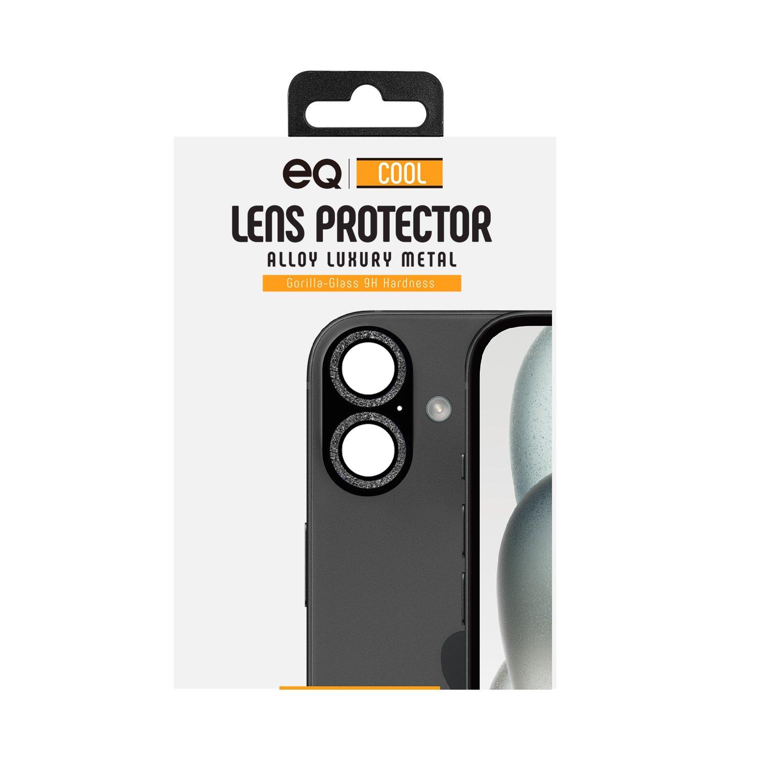 EQ Metal Camera Lens Protector For iPhone 16 and 16 Plus - Black