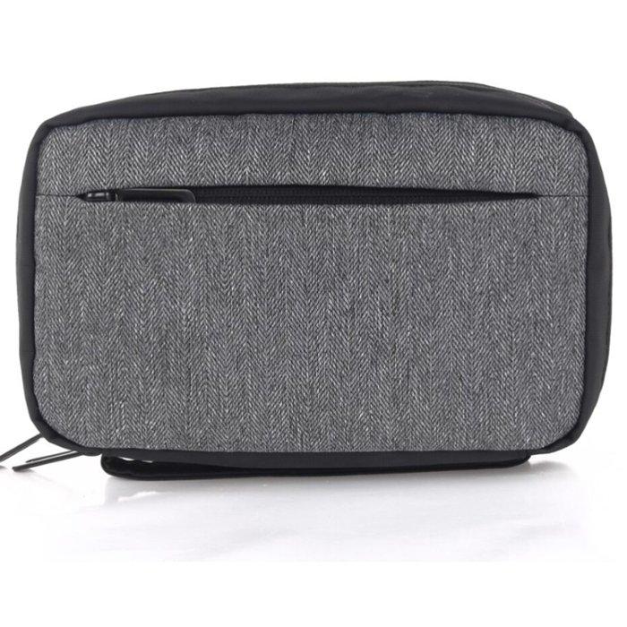 EQ 5 in 1 Travel Essentials Set of Grey Organizer Pouch + USB-C White Wall Charger + Black USB-C to Lightning Cable + Black USB-C to USB-C Cable + Black 10000mAh Power Bank