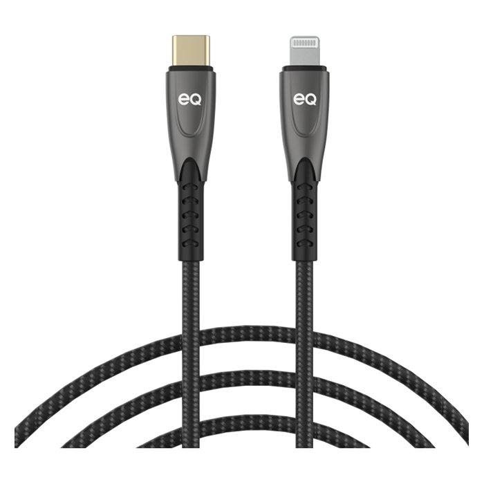 EQ 5 in 1 Travel Essentials Set of Grey Organizer Pouch + USB-C White Wall Charger + Black USB-C to Lightning Cable + Black USB-C to USB-C Cable + Black 10000mAh Power Bank