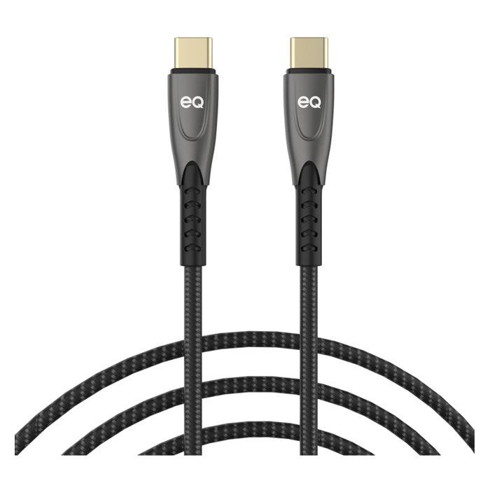 EQ 5 in 1 Travel Essentials Set of Grey Organizer Pouch + USB-C White Wall Charger + Black USB-C to Lightning Cable + Black USB-C to USB-C Cable + Black 10000mAh Power Bank