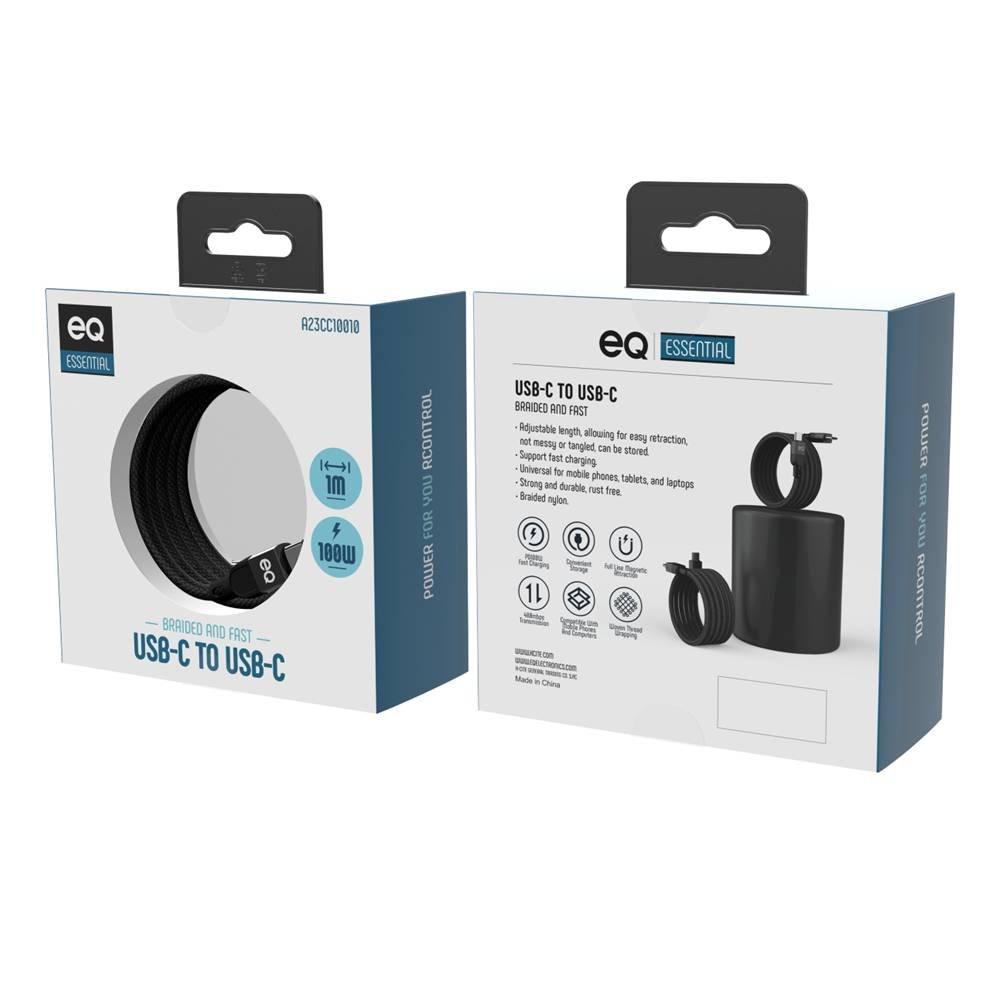 EQ USB-C to USB-C Cable,100W, 1m, A23CC10010 - Black