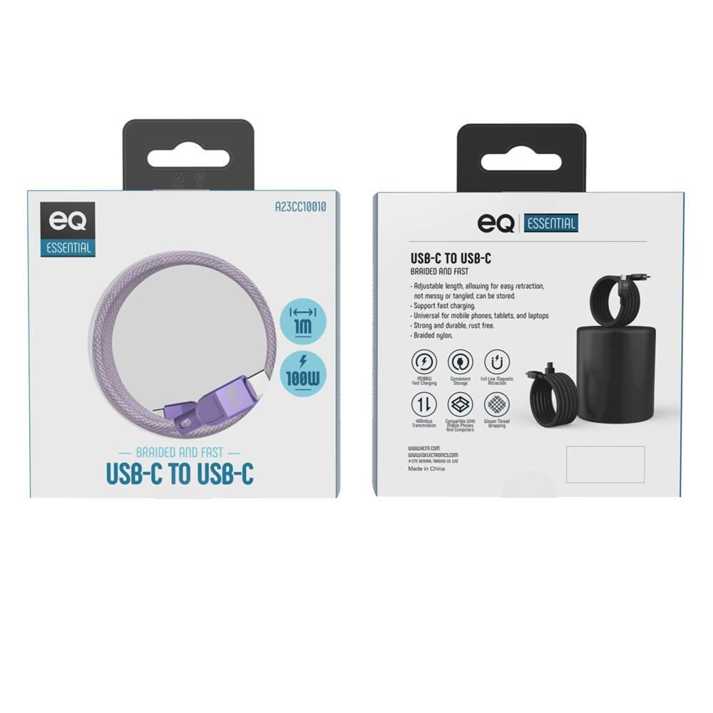 EQ USB-C to USB-C Cable,100W, 1m, A23CC10010 - Purple