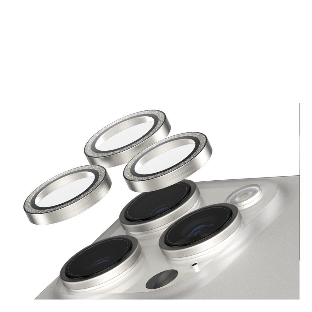 عدسة حماية لكاميرا لامعة بي جي لهاتف ايفون 16 برو وبرو ماكس من بانزر، مقاس 6.1/6.7، SAFE95893 - فضي