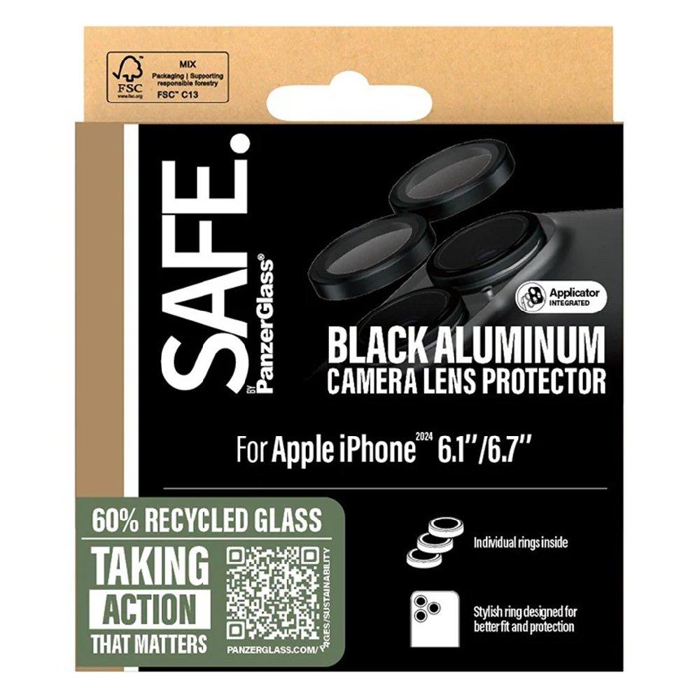 عدسة حماية لكاميرة سيف هوبس لهاتف ايفون 16 و16 بلس من بانزر، مقاس 6.1/6.7 بوصة، SAFE95890- أسود 