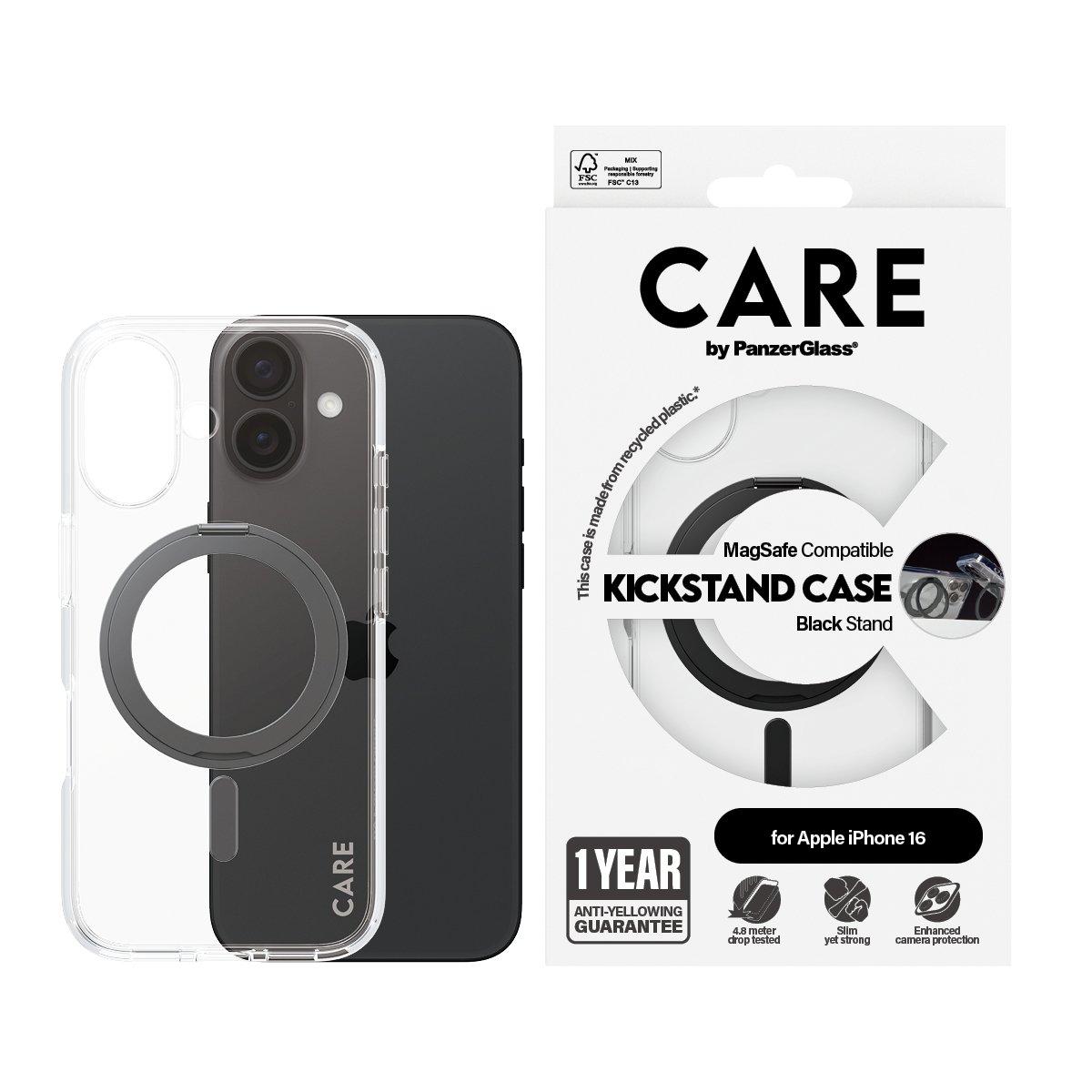 Panzer Magsafe KickStand Case For iPhone 16 - Black