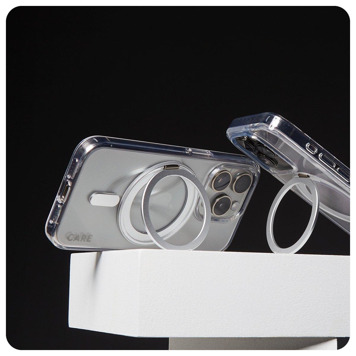 غطاء الحماية ماجسيف كيك ستاند لآيفون 16 بلس بانزر - فضي