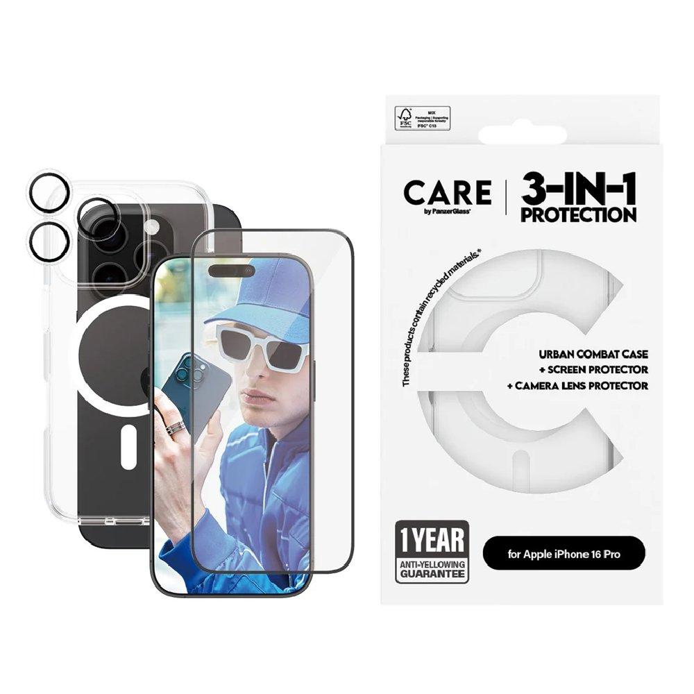 PanzerGlass Care 3-in-1 Bundle for iPhone 16 Pro, B1338+2862+1286 – Clear