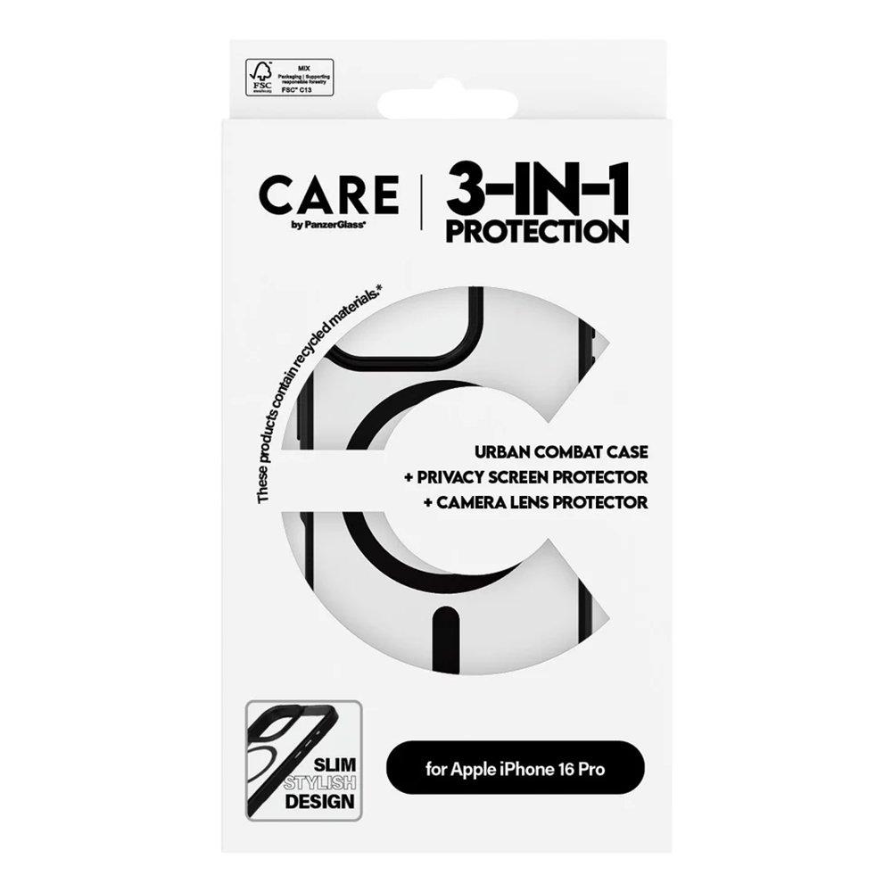 Panzer Care 3 in 1 Privacy Bundle for iPhone 16 pro, B1358+P2862+1284 – Black 
