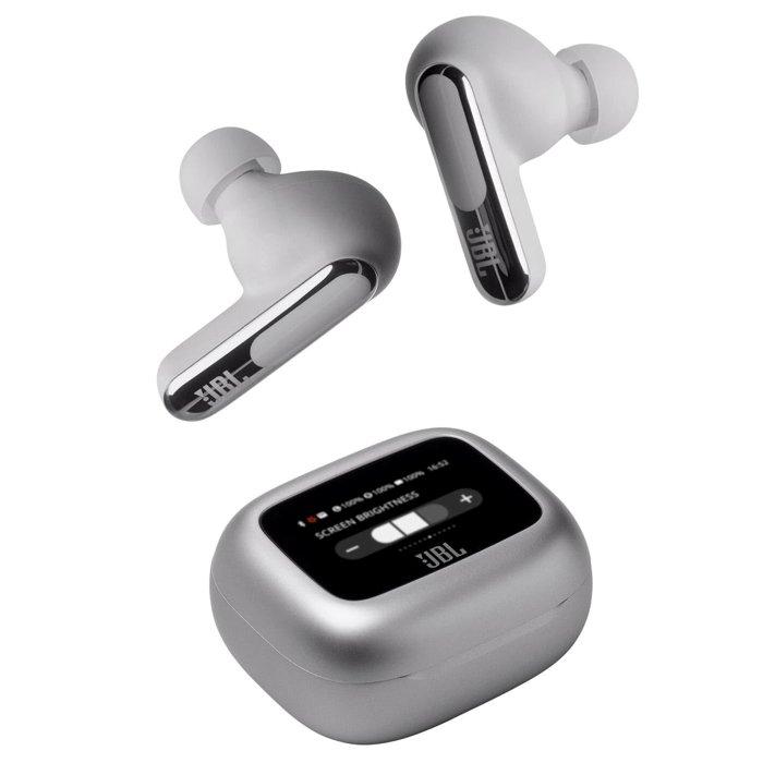 JBL Live Beam 3 True Wireless Noise Cancelling Earbuds with Smart Charging Case – Silver