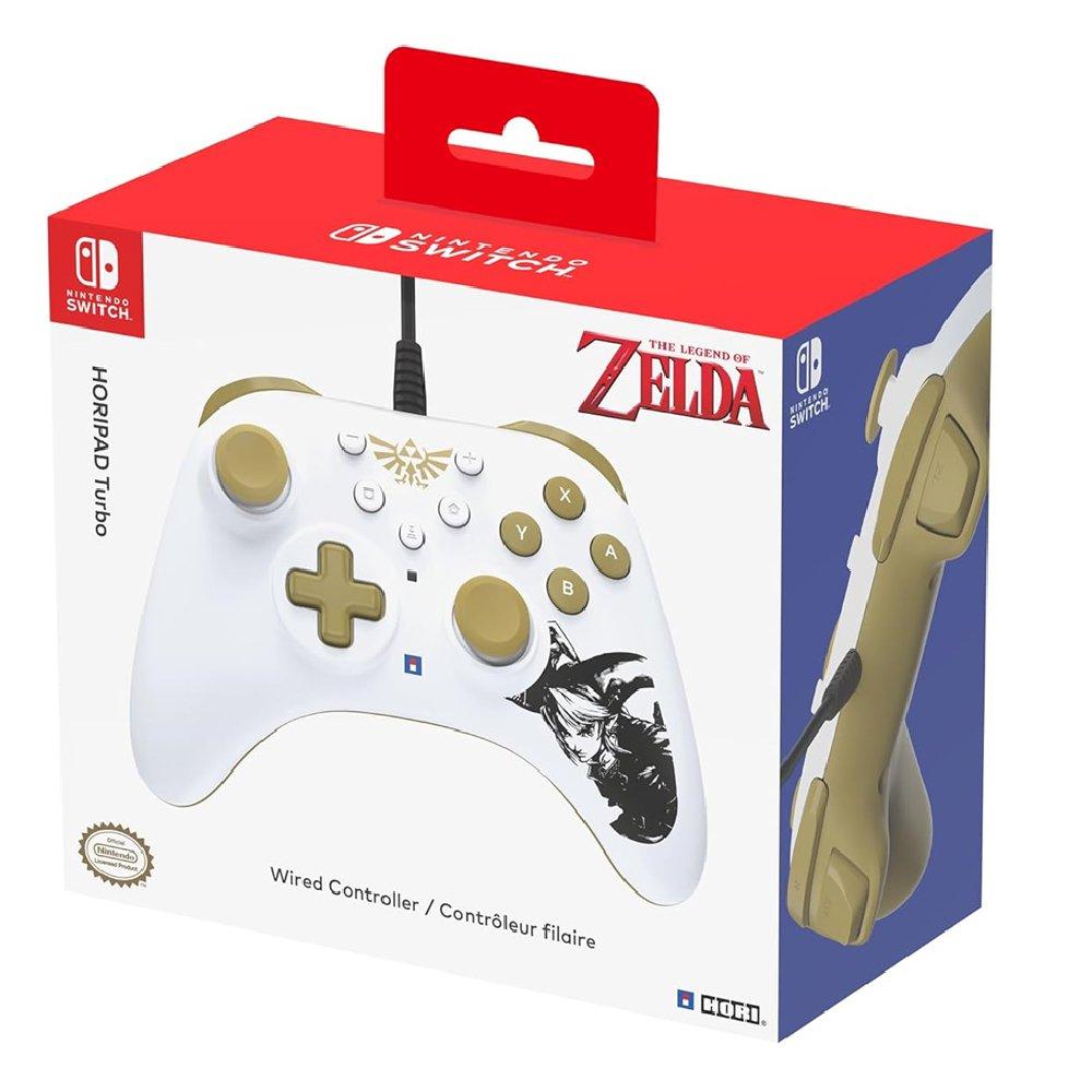 HORI Nintendo Switch Horipad Turbo Ergonomic Wired Controller Pad, 66006 - White