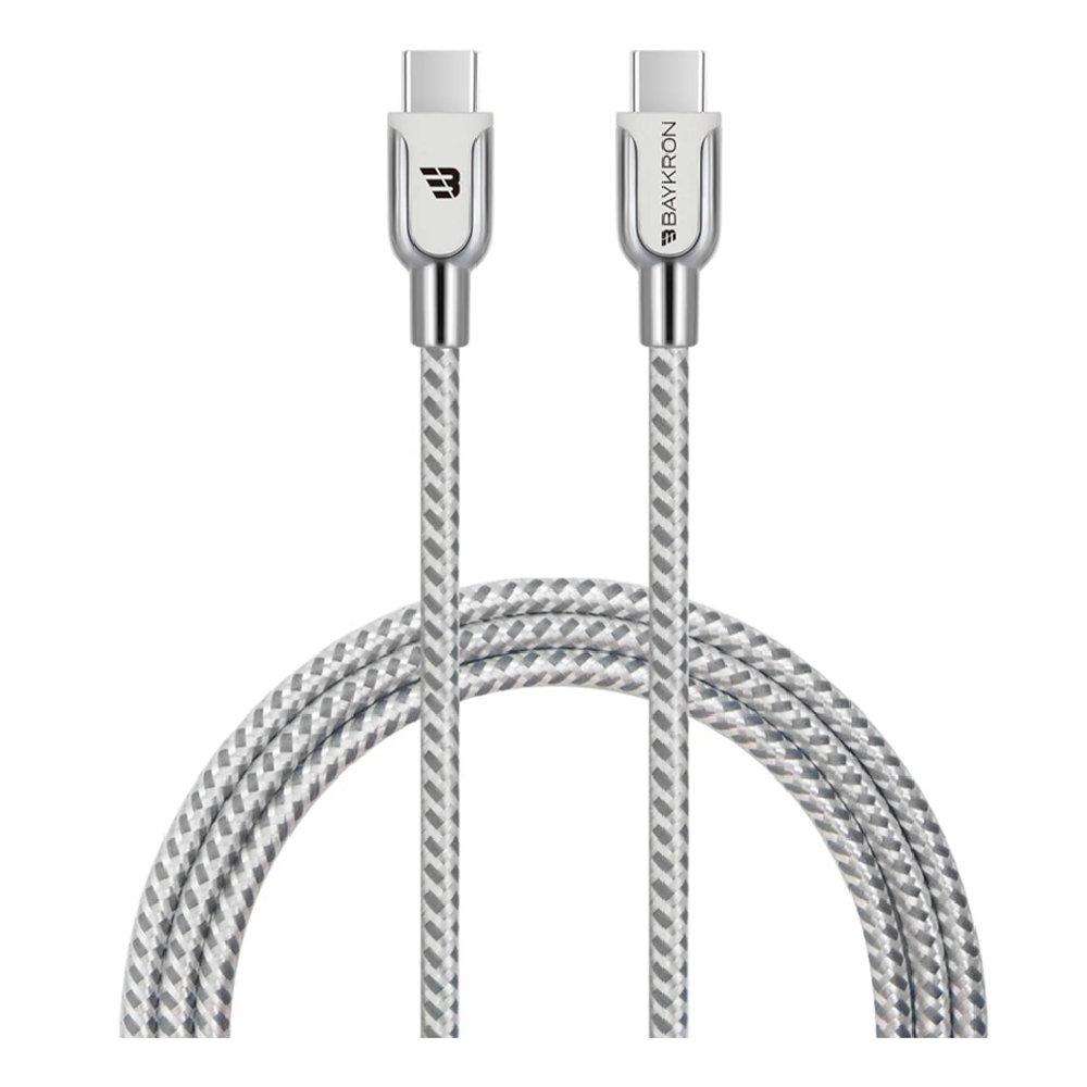 Buy Baykron 1. 2m braided usb-c to usb-c cable, bkr-bl-c2c-001-w- white in Kuwait