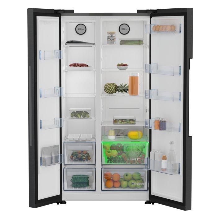 Beko Side-by-Side Refrigerator/ Freezer, 17.9CFT, 558 Liters, GNE741PP - Inox