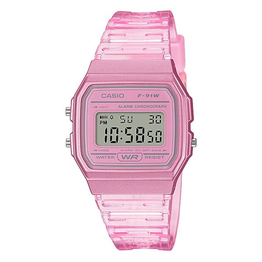 Casio GLU Women's Watch, Digital, 38mm, F-91WS-4DF - Pink