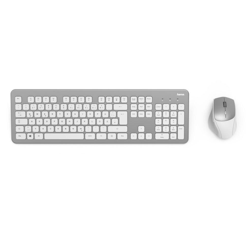 Buy Hama wireless keyboard and mouse, d3182676 - silver/white in Kuwait