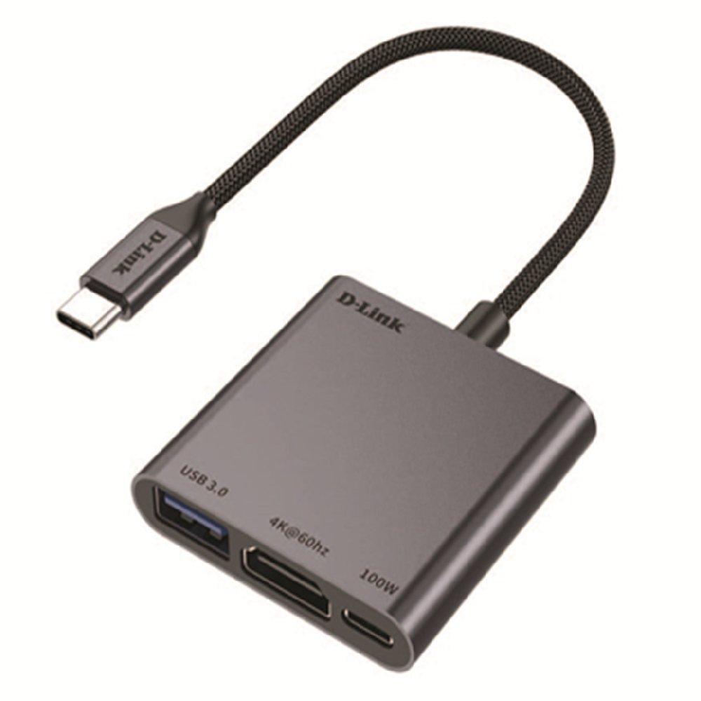 DLINK 3-in-1 USB-C adapter, DUB-C103 - Grey 