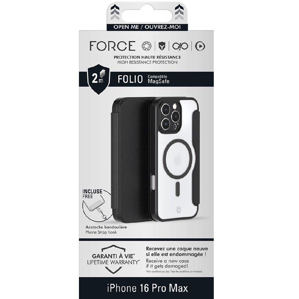 Force iPhone 16 Pro Max MagSafe Reinforced Folio Case, FCFOLIOMAGIP16PMB - Black