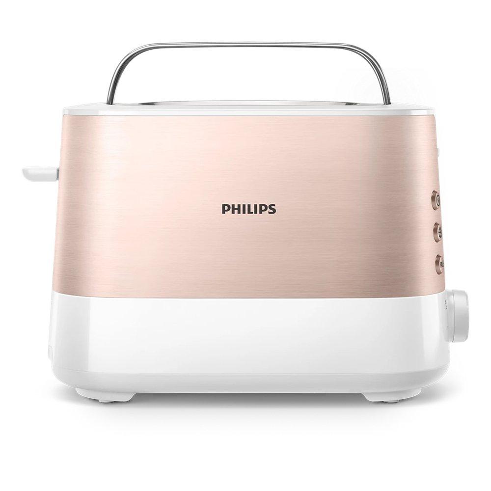 PHILIPS Viva Collection 2 Slots Toaster, 1050W, HD2637/11 - Rose Gold & White