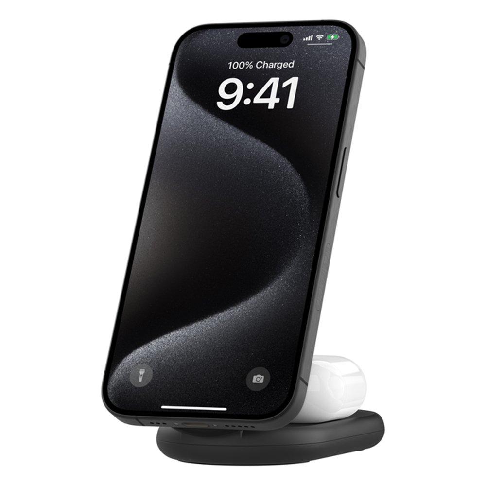 Belkin BoostCharge 2-in-1 Magnetic Foldable Wireless Charger with Qi2, 15W, WIZ028MYBK - Black