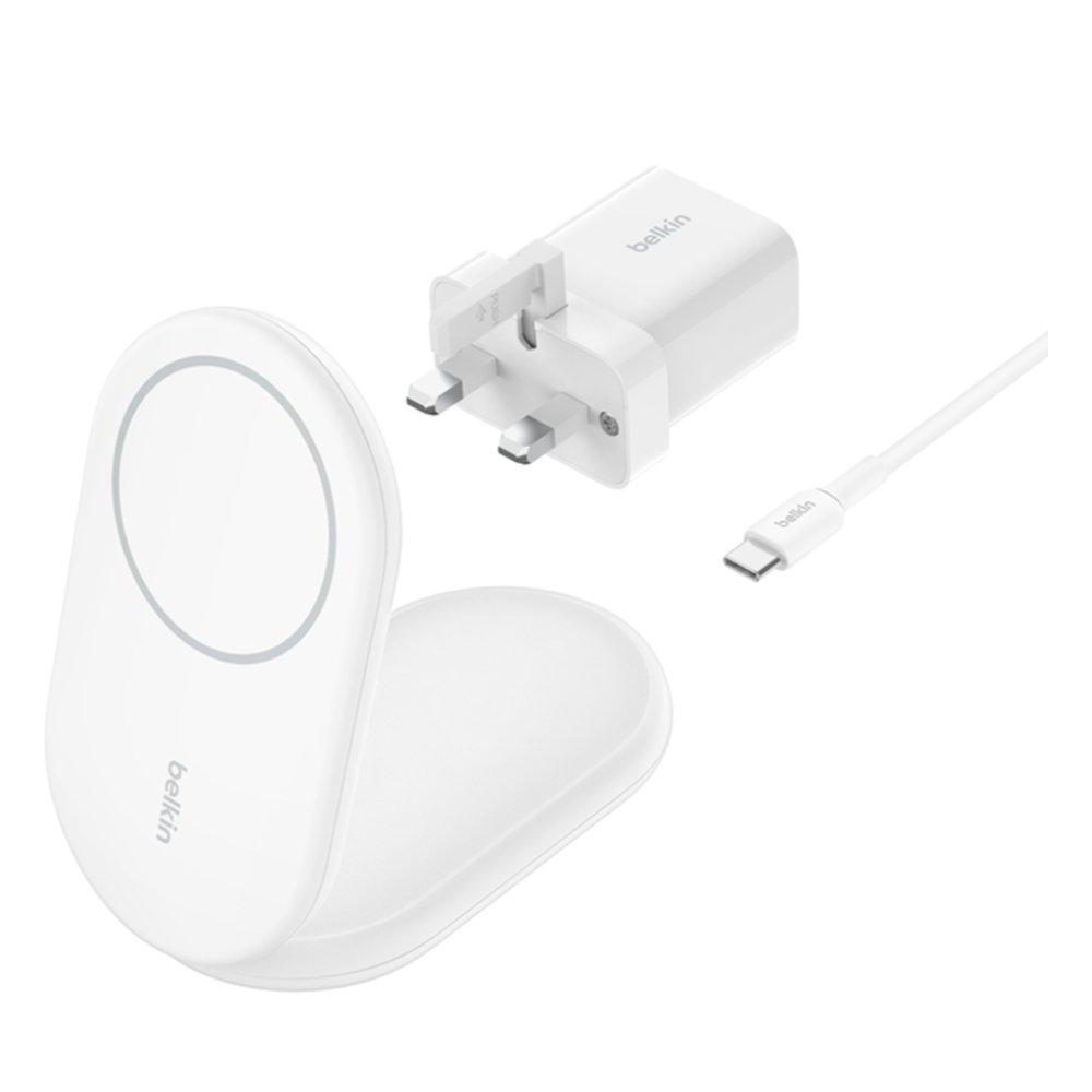 Buy Belkin boostcharge magnetic foldable wireless charger with qi2, 15w, wib007mywh - white in Kuwait