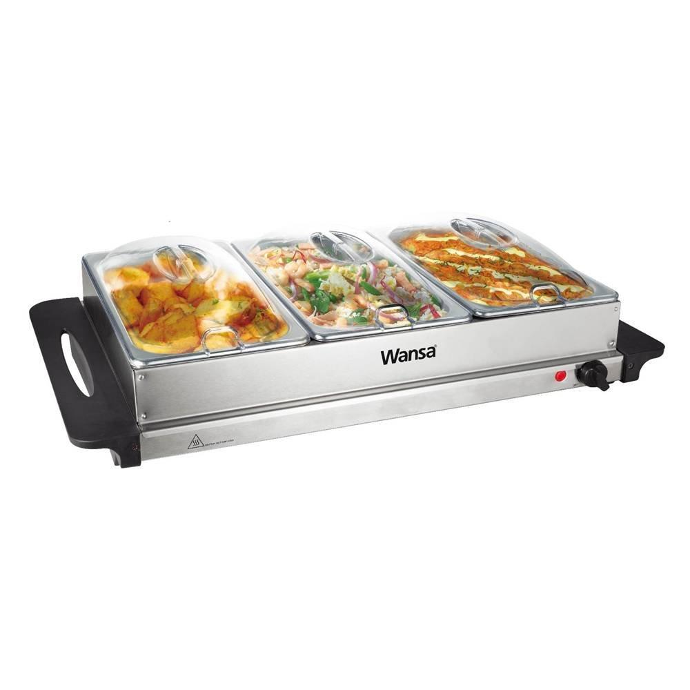 Wansa 3 Dish Countertop Food Warmer, 300 W, TG-BS300- Stainless Steel