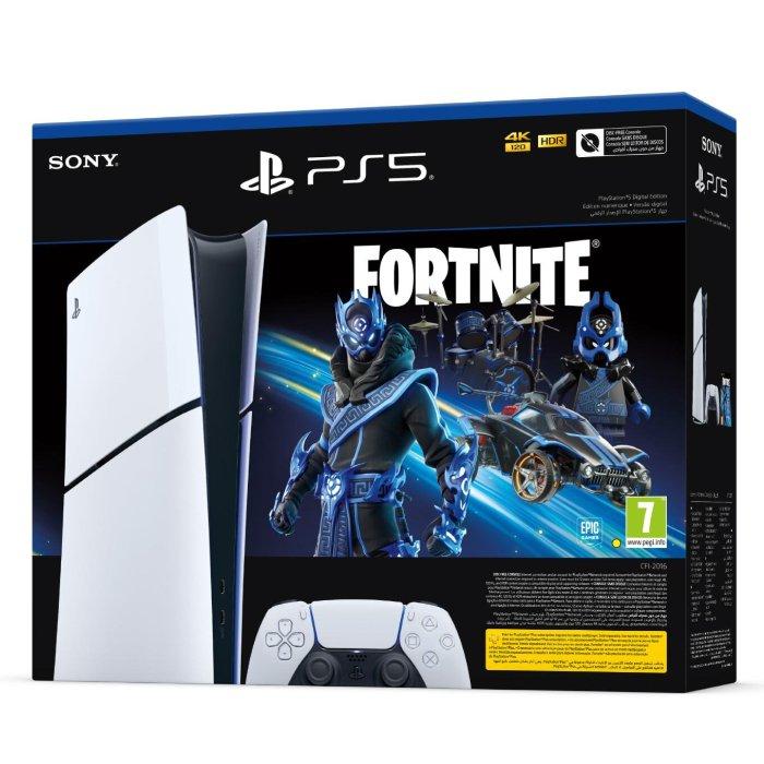 بلاي ستيشن 5 الإصدار الرقمي مع حزمة ألعاب فورتنايت من سوني - CFI-2016B01Y - أبيض