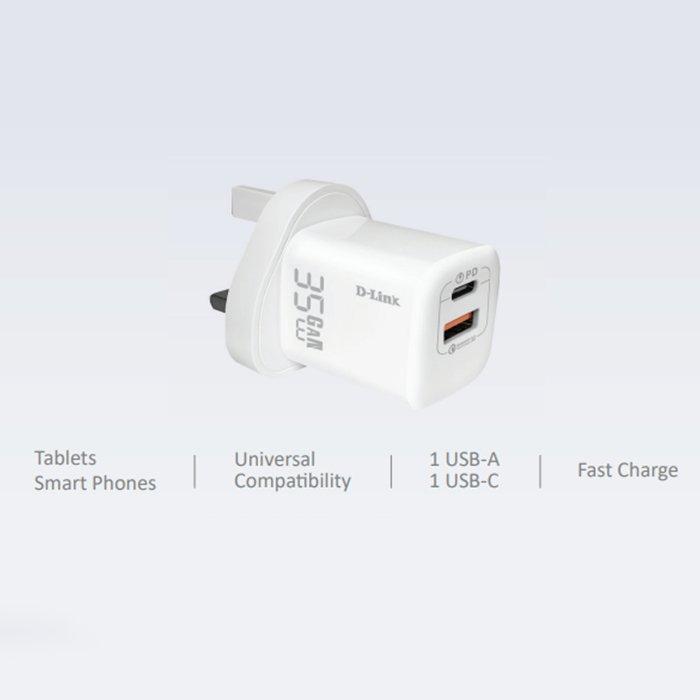 D-Link 35W Dual USB Wall Charger, DPC-352 - White