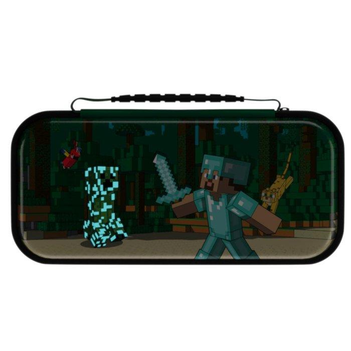 PDP Nintendo Switch Travel Case Plus GLOW: Minecraft Forest Battle - Multicolored