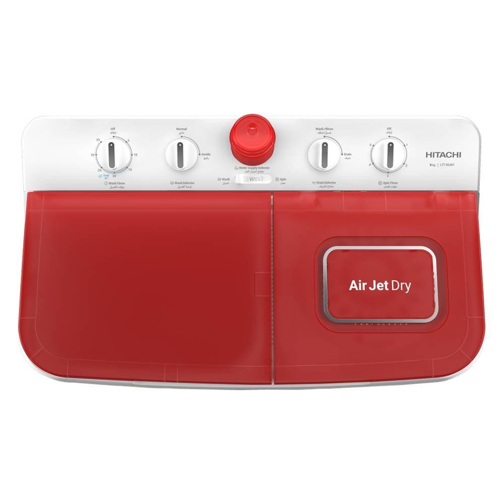Hitachi Twin Tub Washer, 9KG, LTT 09JWT COR - White with Red lid