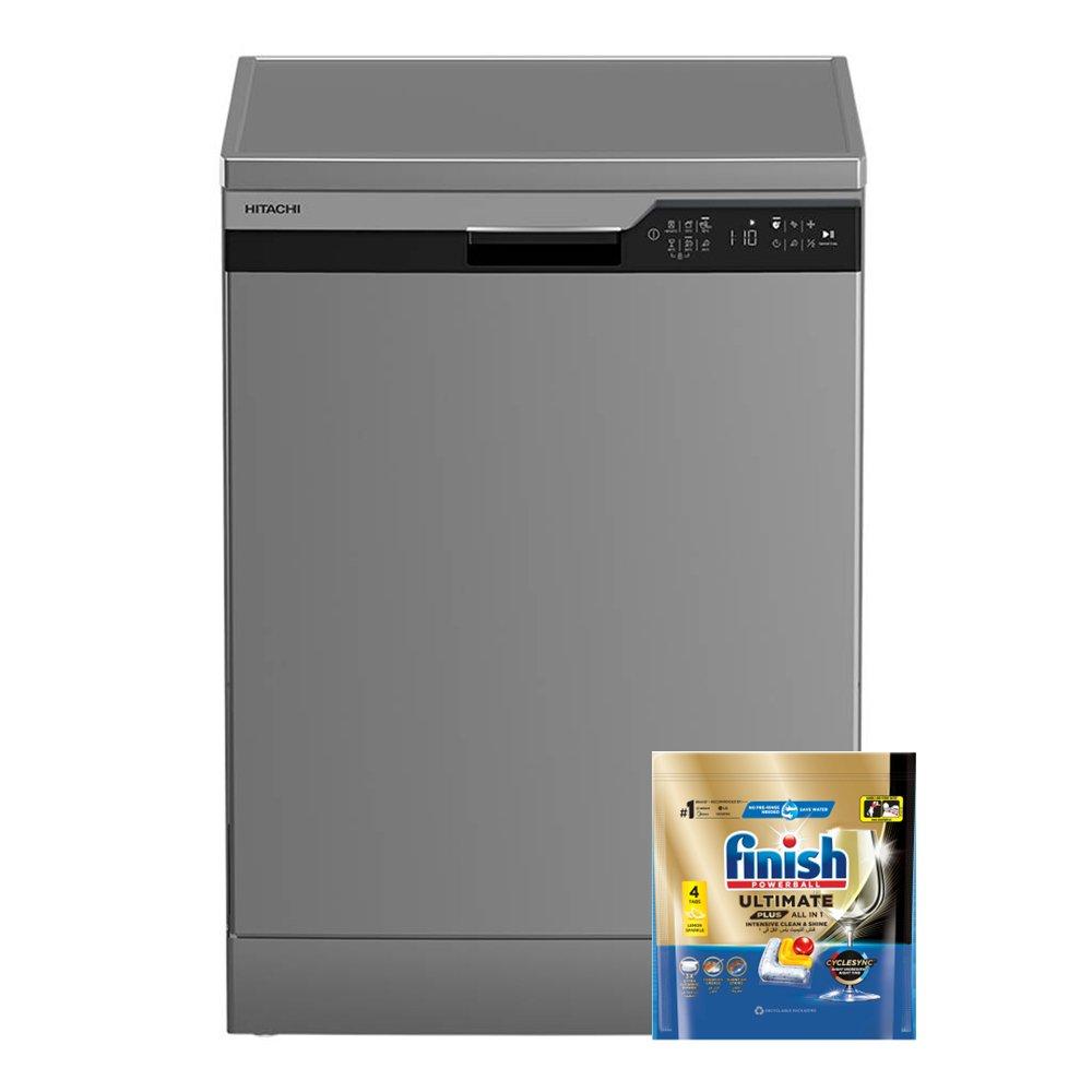 Hitachi Freestanding Dishwasher, 6 Programs, 14 Settings, HDF-F146VS - Silver
