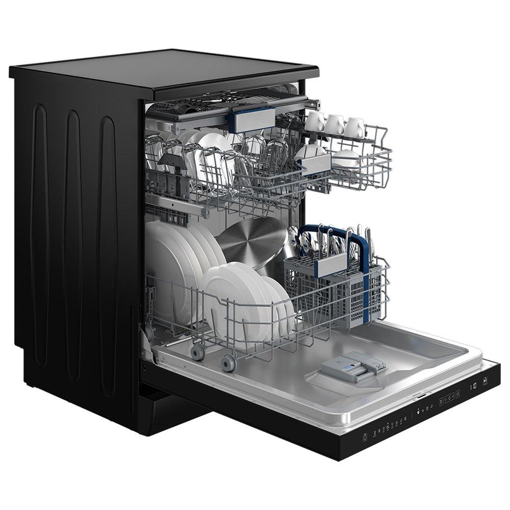 Hitachi Free Standing Dishwasher, 8 Programs, 15 Settings, HDF-F158CVGB - Black