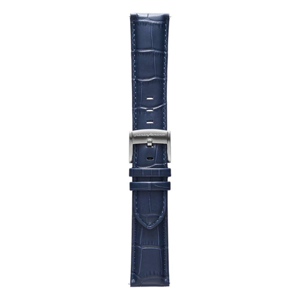 Pininfarina Leather Strap with Steel Buckle For Pininfarina Watch 22mm, PB011 - Blue