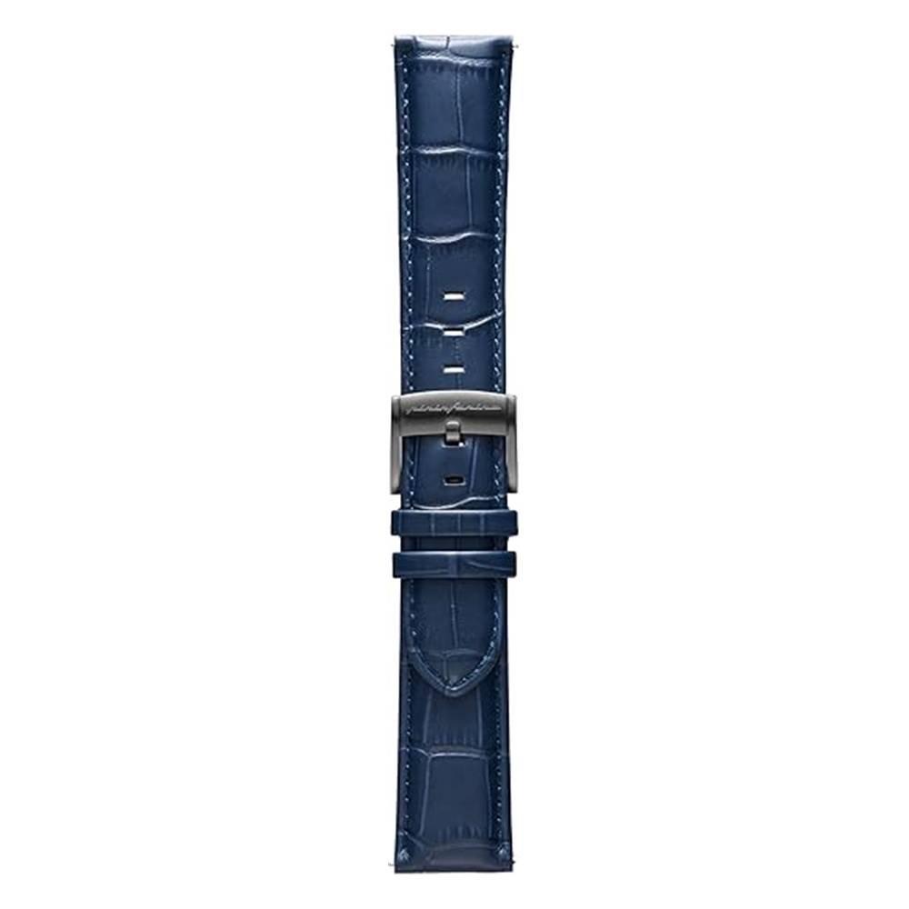 Pininfarina Leather Strap with Gray Steel Buckle For Pininfarina Watch 22mm, PB012 - Blue