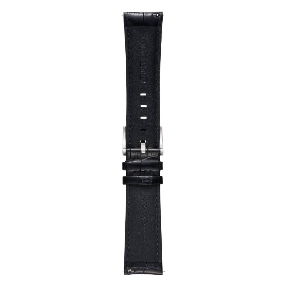 Pininfarina Leather Strap with Steel Buckle For Pininfarina Watch 22mm, PB071 - Black