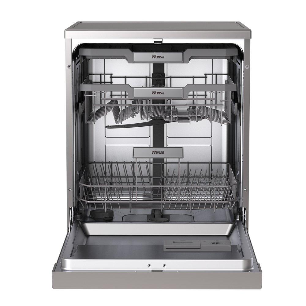 Wansa Freestanding Dishwasher, 8 Programs, 15 Place Settings, WDWFS8153-SSM25C9 - Gray