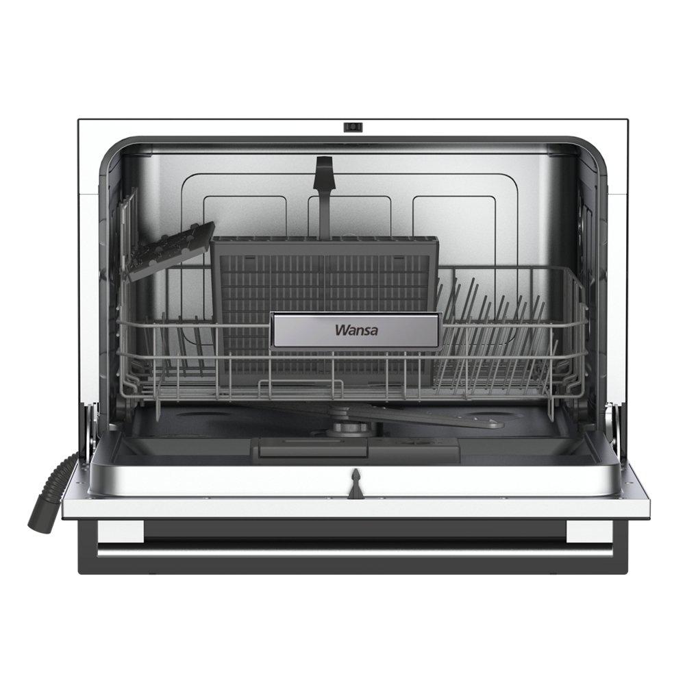 Wansa Tabletop Dishwasher, 4 Programs, 6 Place Settings, WDWCT461-BLKM25C9 - Black