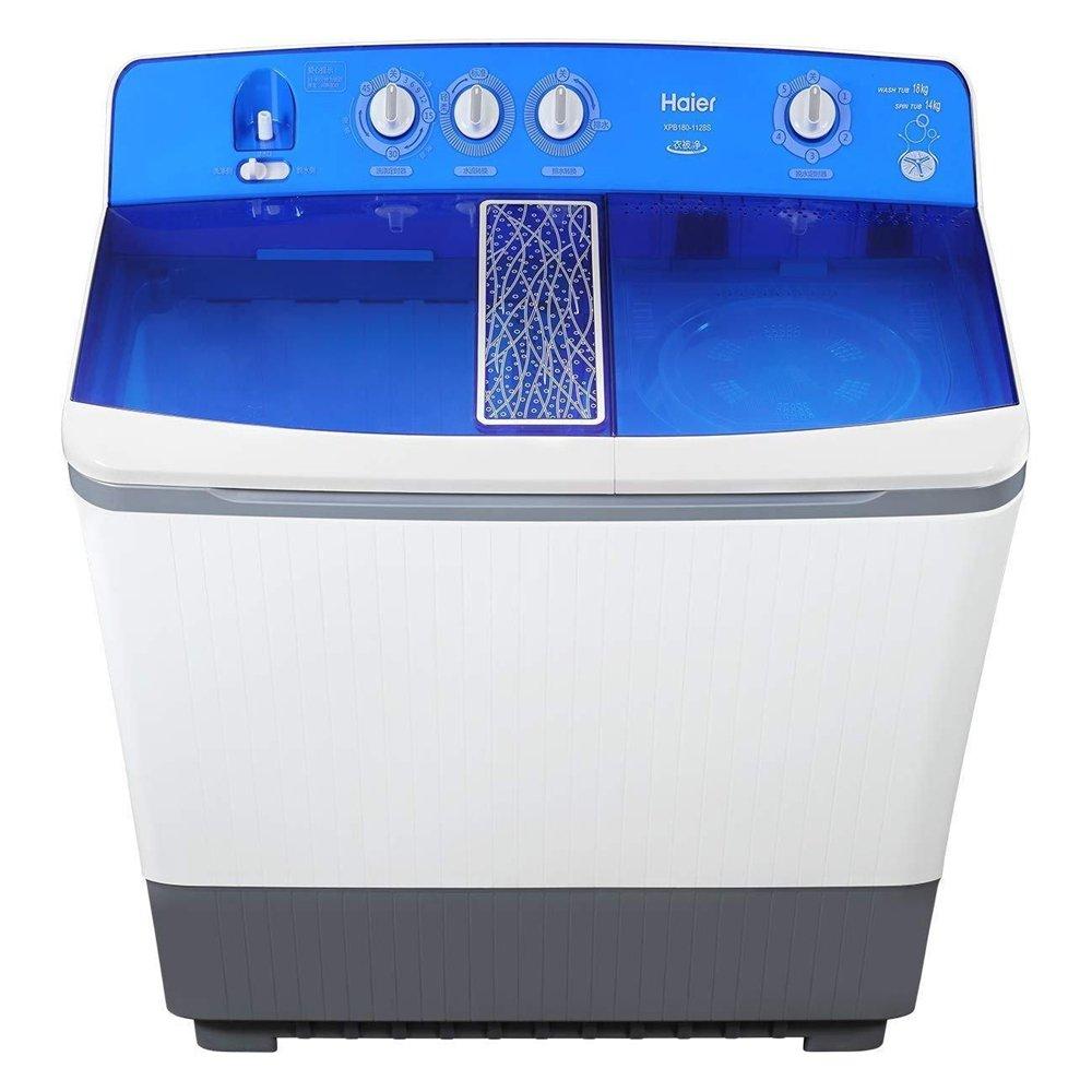 Haier Twin Tub Washing Machine, 15kg Washing Capacity, 14kg Drying Capacity, HWM215-1128S-N - White