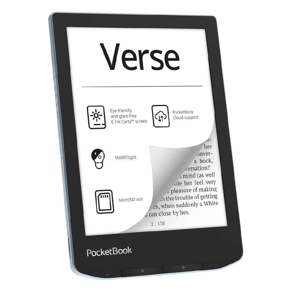 قارئ الكتب الإلكترونية فيرس من بوكيت بوك، مقاس 6 بوصة، 512 ميجابايت، 8 جيجابايت، اتصال واي فاي، PB-629-2-WW - أزرق