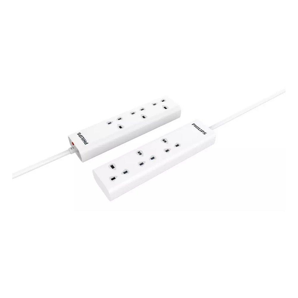 PHILIPS Power Extension Cord, 3 Sockets, 3M Cable - White