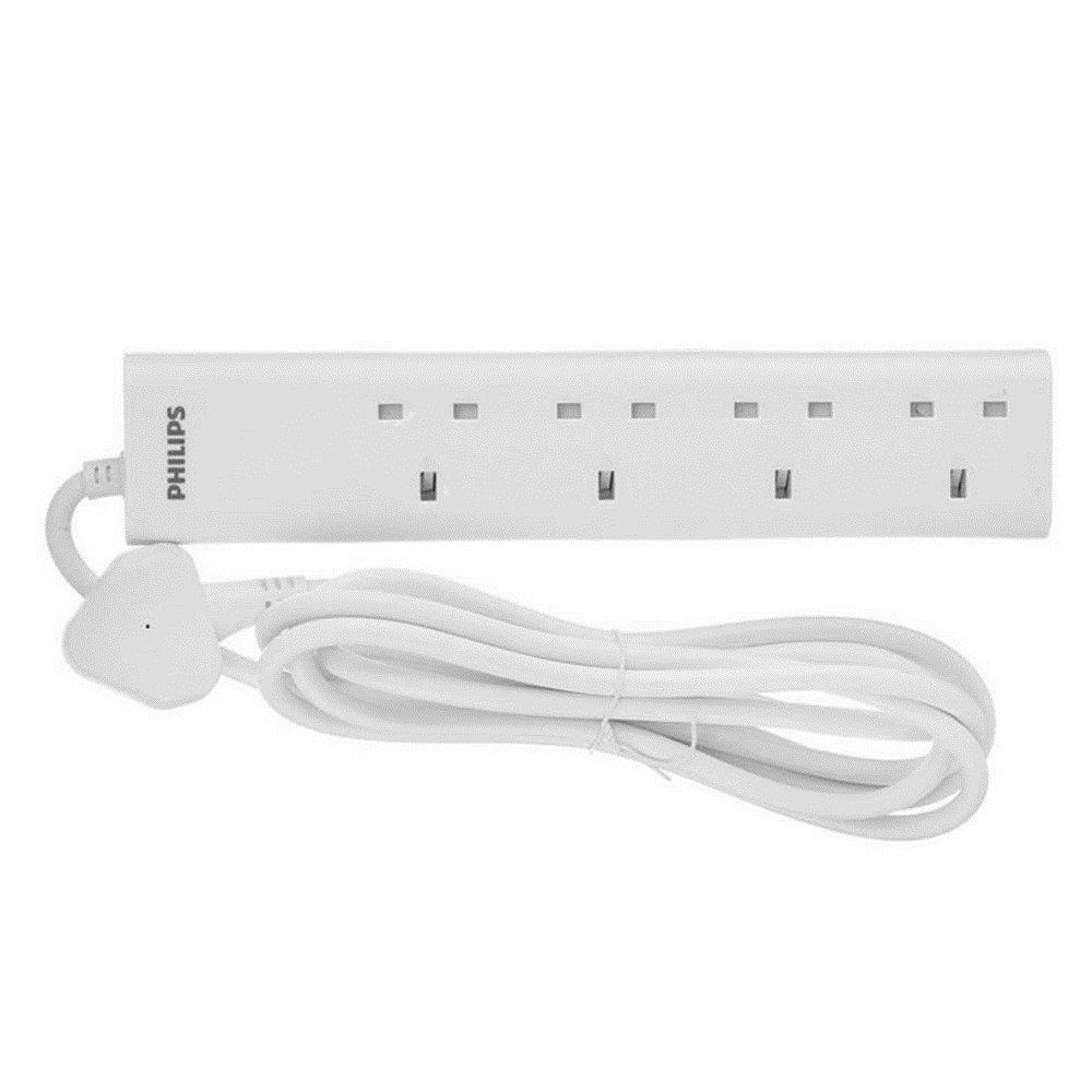 Philips Power Extension Cord 4 Port, 3M - White