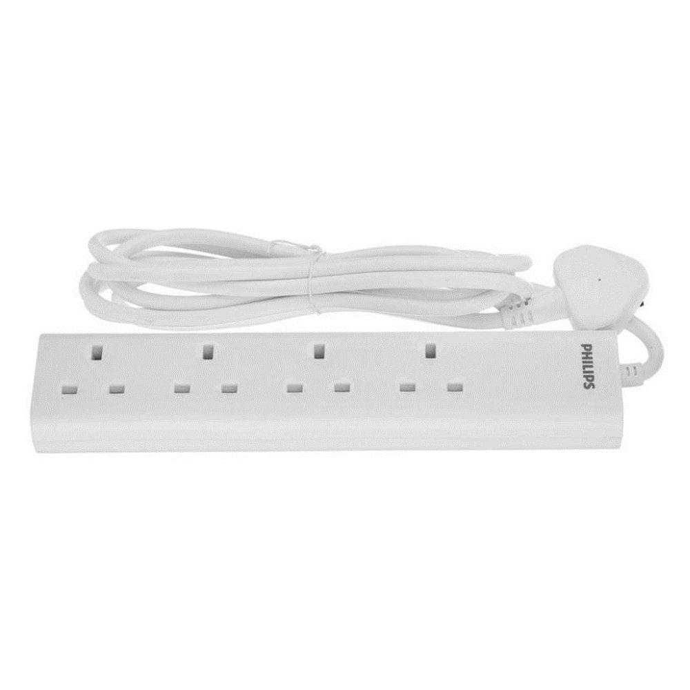 Philips Power Extension Cord 4 Port, 3M - White