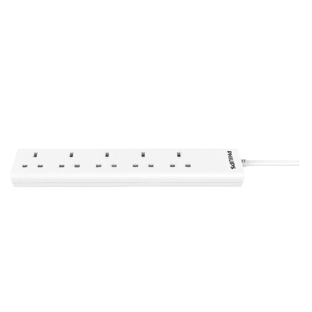 Philips Power Extension Cord 5 Port, 2M - White