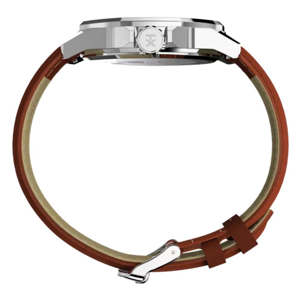 Timex Watch For Men 46mm Brown Strap TW2W92800 Silver